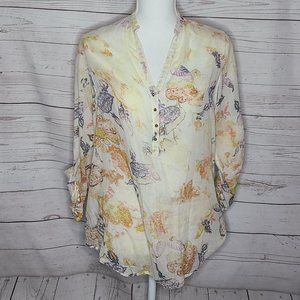 J.A.K Floral Water Color Print Blouse